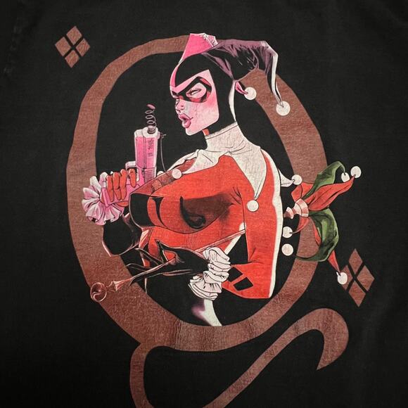Vintage DC Comics Harley Quinn Graphitti T-Shirt Small Black - Rare 2008 Art Tee - Picture 2 of 6